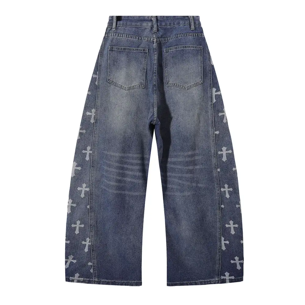 Layered Wide Leg Denim Jeans