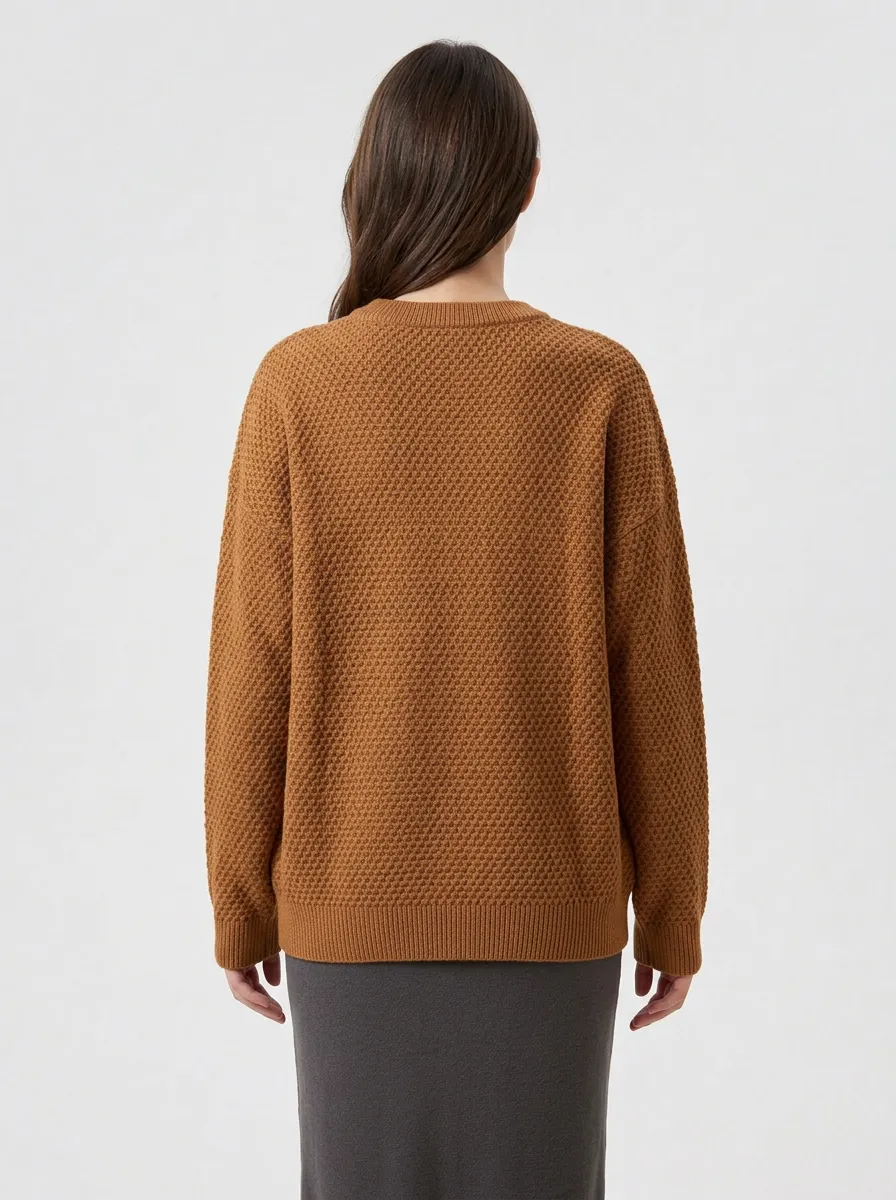 Women's Rust Brown Graphic Knit Crewneck Sweater