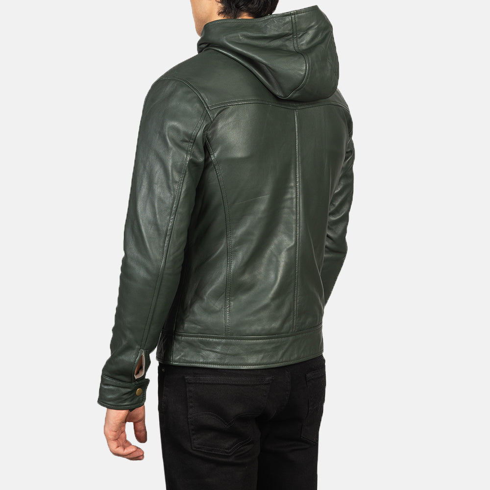 Men's Modern Bomber Hooded Leather Jacket