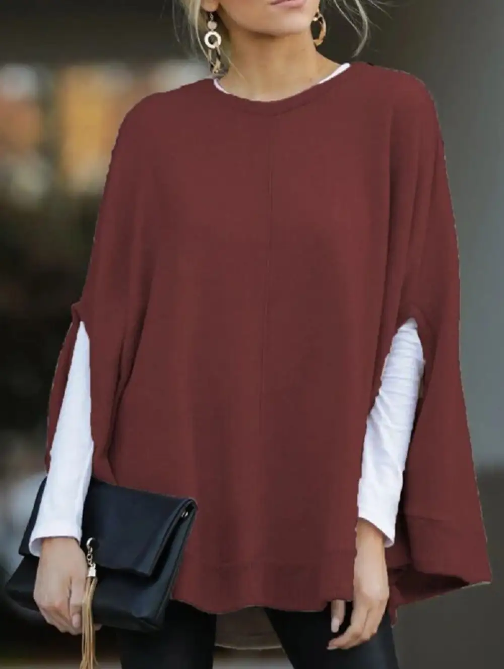 Loose Batwing Sleeve Knitted Top