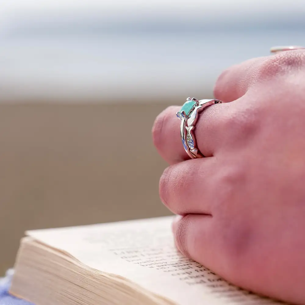 Refined Amazonite Organic Wide Ring
