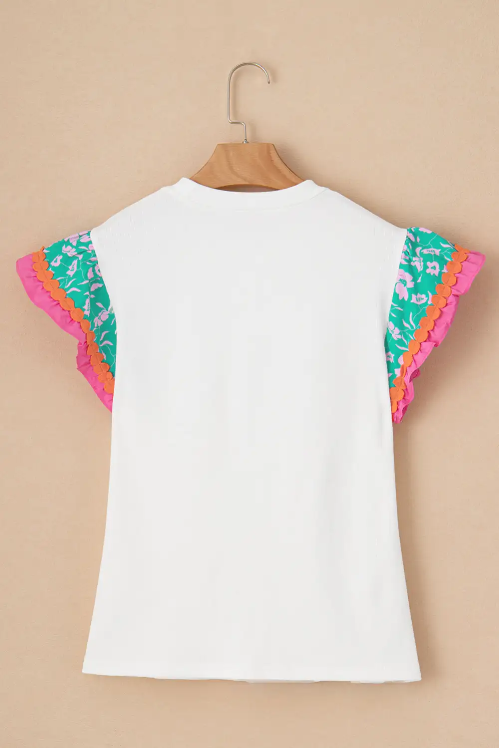 White Contrast Floral Sleeve