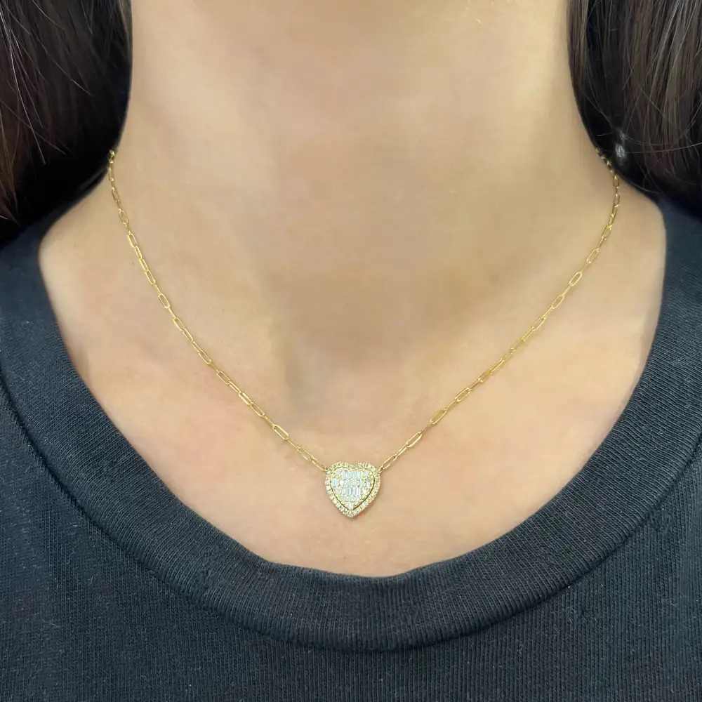 Classic Clean Line Heart Diamond Necklace