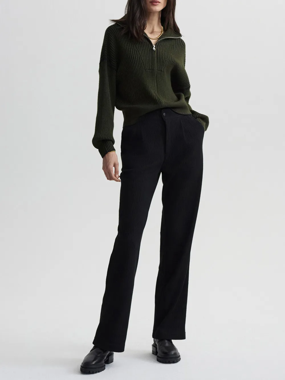 Zip-Through Rib Knit