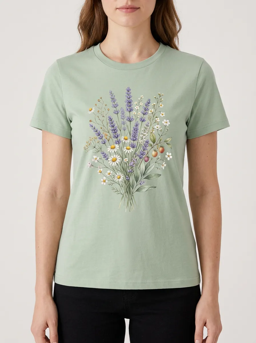 Women's Botanical Graphic T-Shirt Center-Graphic