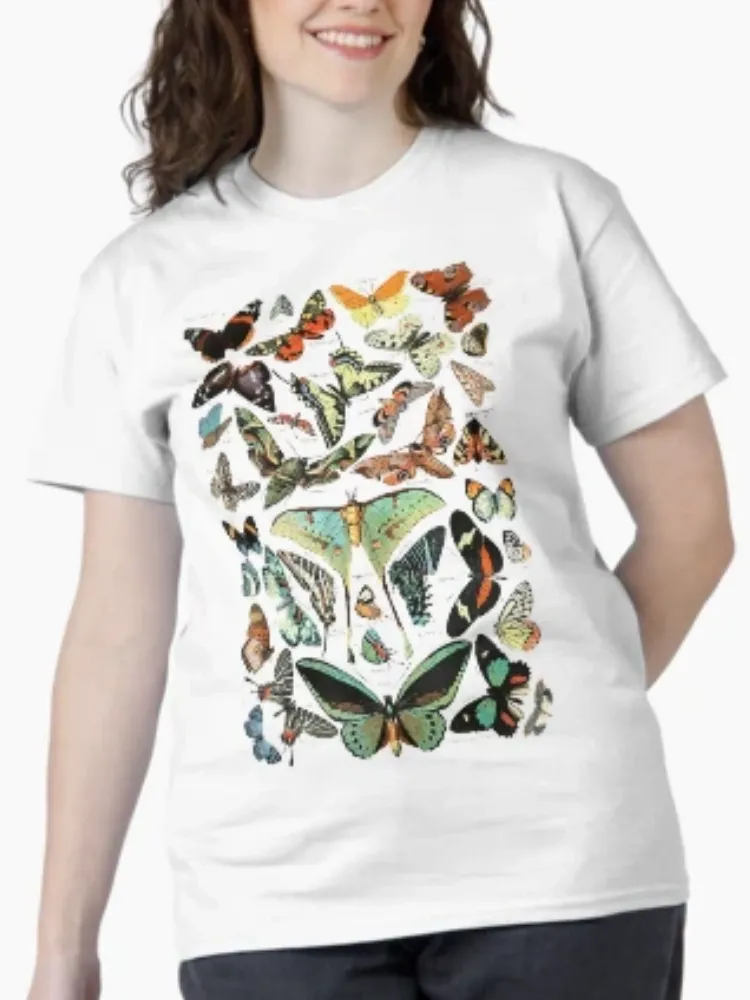 Women's Stylish Butterfly Collection Print Crew Neck Short-Sleeve T-Shirt