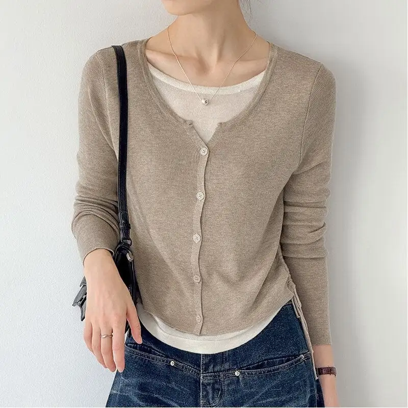 Clean-Line Color Block Long Sleeve Knit Sweater