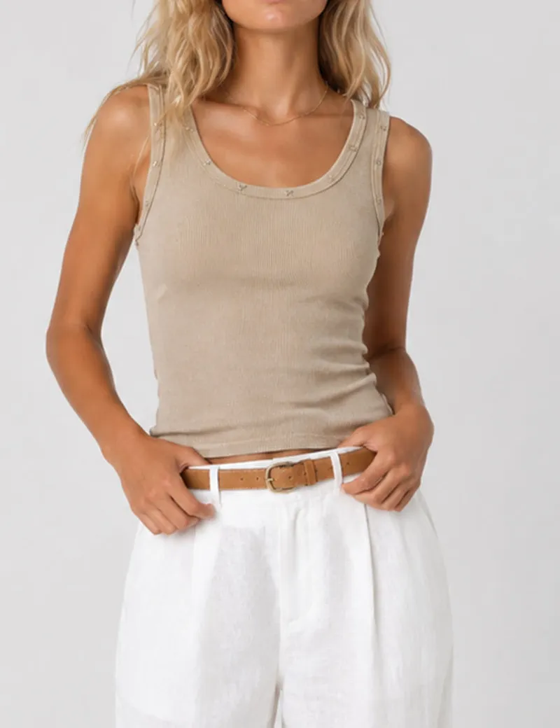 Chic Star Stud Ribbed Tank Top