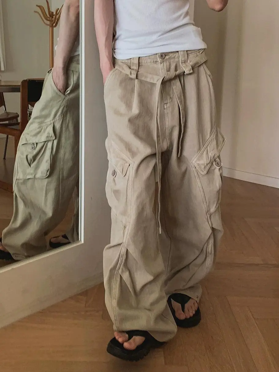 Vintage Washed Straight Cargo Pants