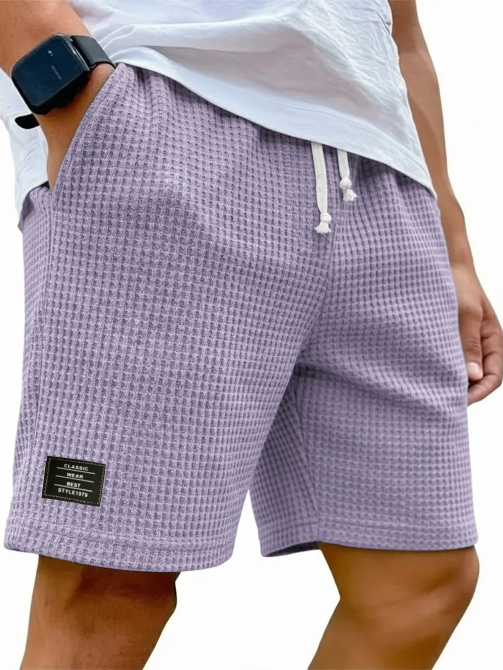 Textured Knit Drawstring Shorts