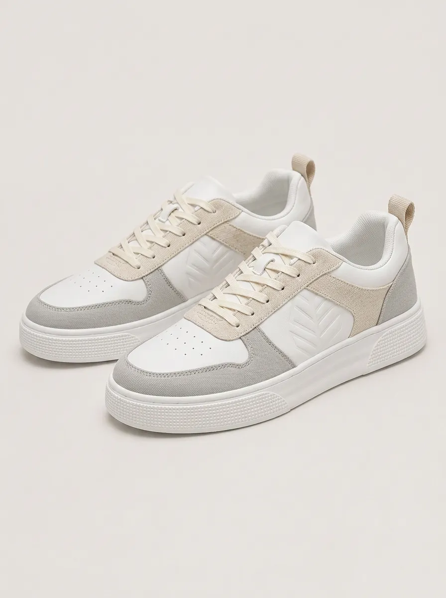 Men's Street Casual Leaf Pattern Embossed Printed Sneakers
