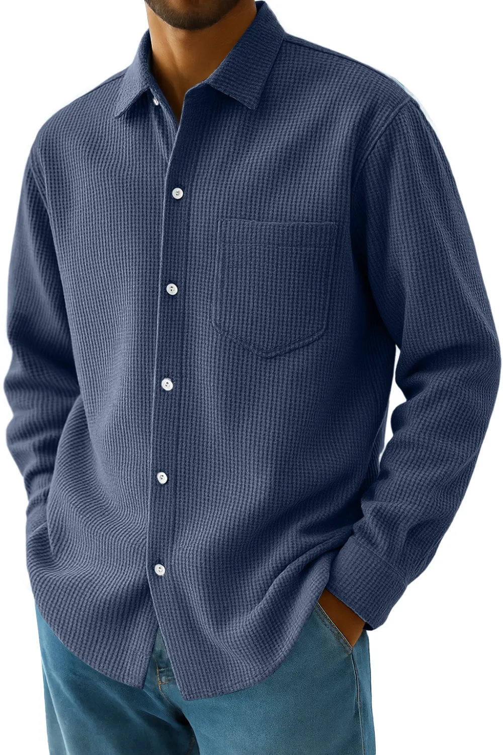 Relaxed Textured Knit Pocket Shirt