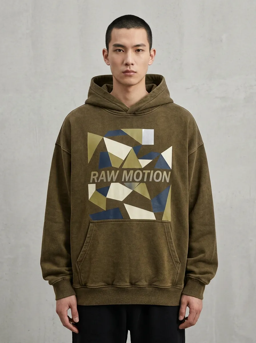 Layered Geometric Men's Graphic Hoodie