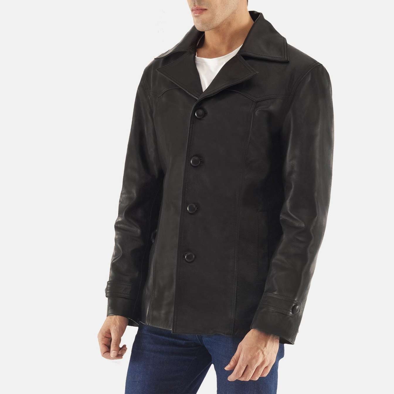 Men's Textured Leather Coat
