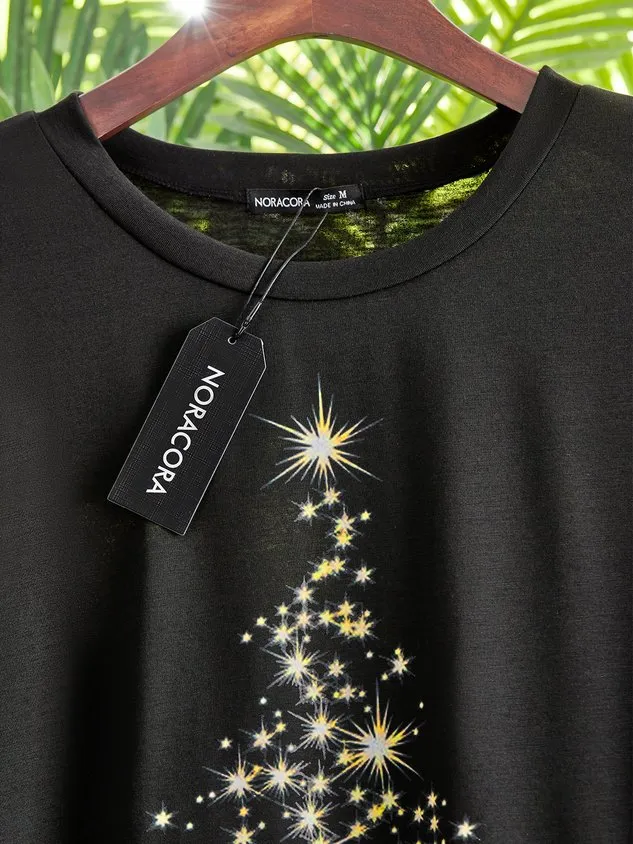 Women Leaf Crew Neck Sweet Long Sleeve T-shirt