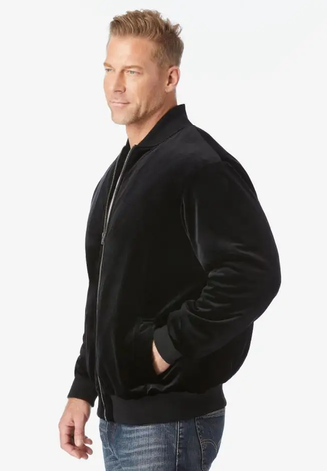 Velour Full Zip Bomber Jacket