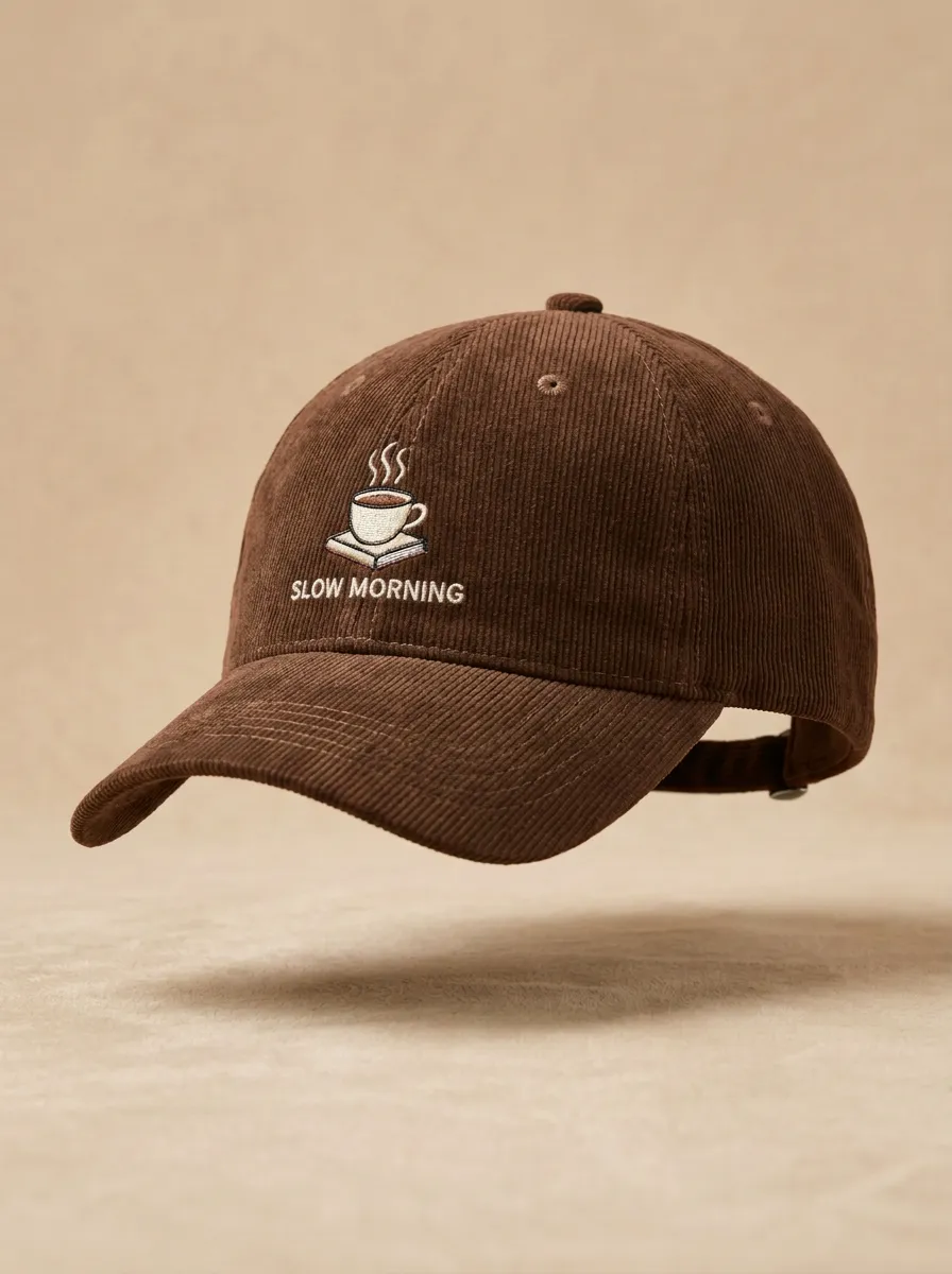 Book-Lover Slow-Morning Corduroy Embroidered Unisex Baseball Cap