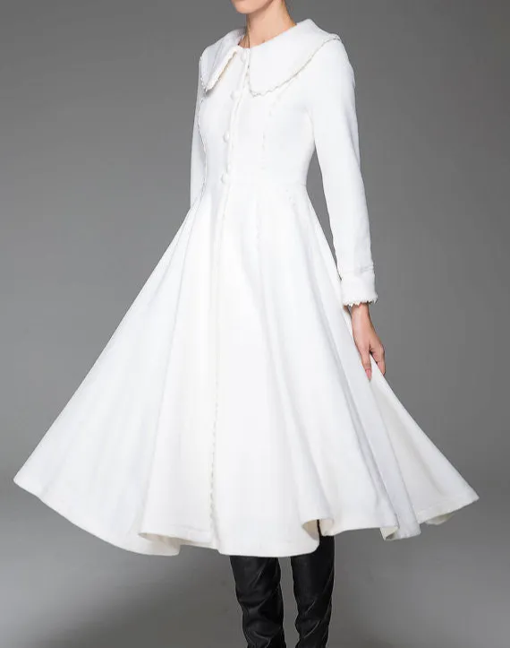 Wool Fit and Flare Single Breasted Pocketed Coat