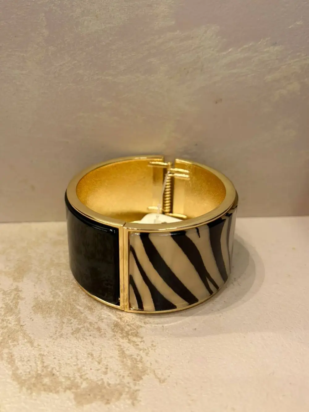 Zebra Print Metal Cuff Bracelet