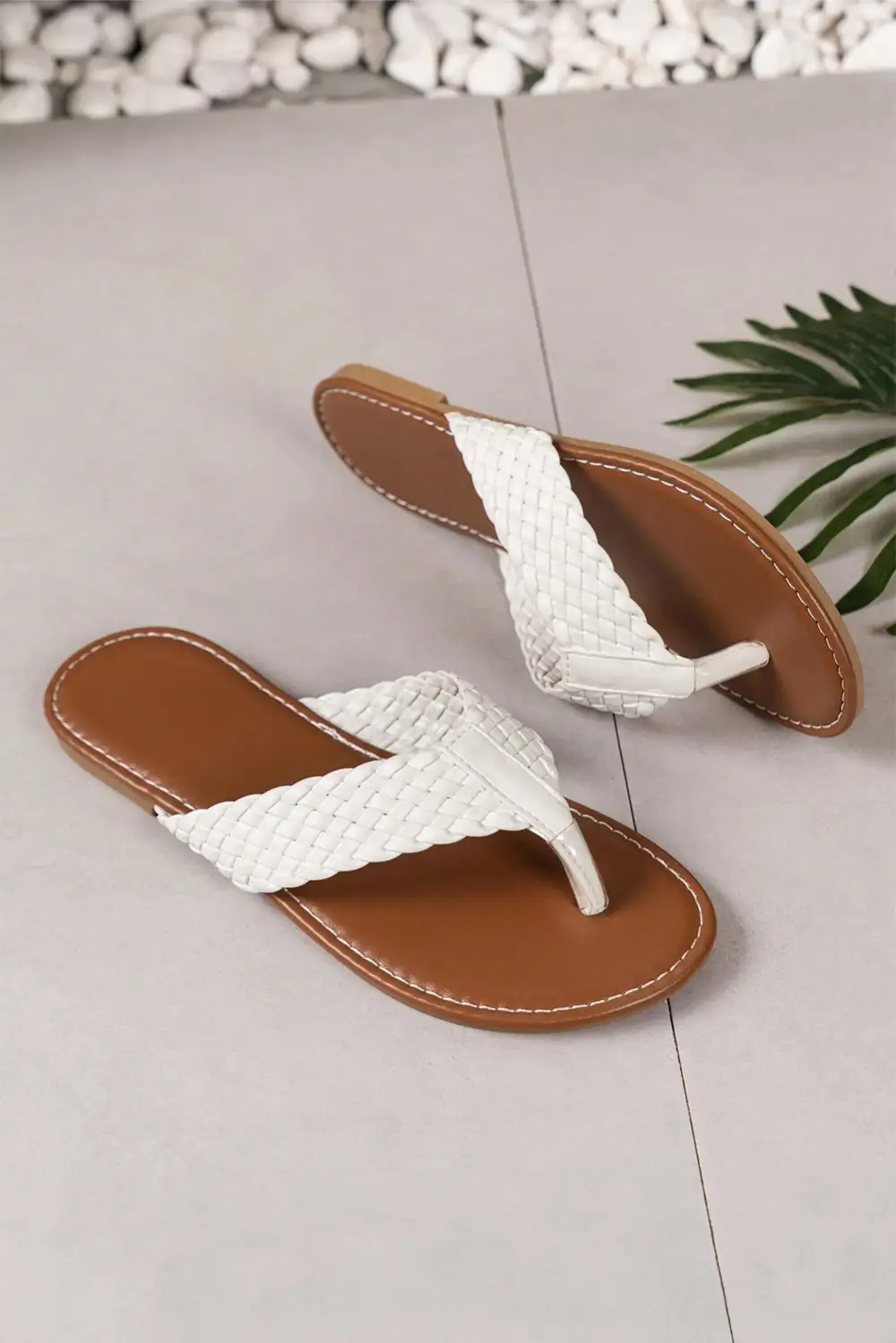 Braided Strap Pu Leather Flip Flop