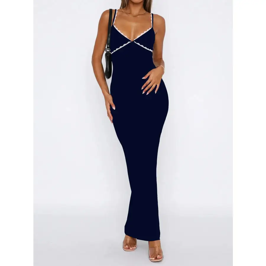 Lace Detail Slim Fit Bodycon Maxi Dress