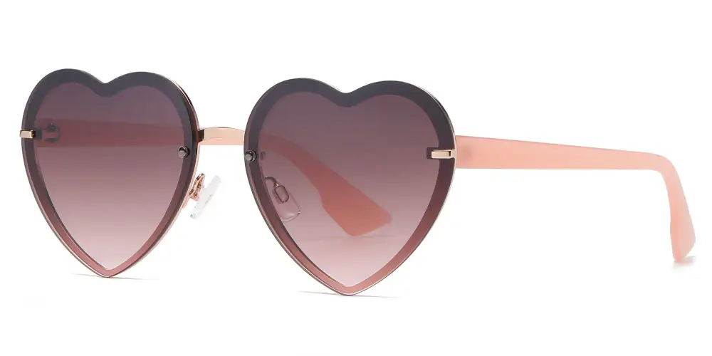 Rimless Heart Shape Metal Sunglasses