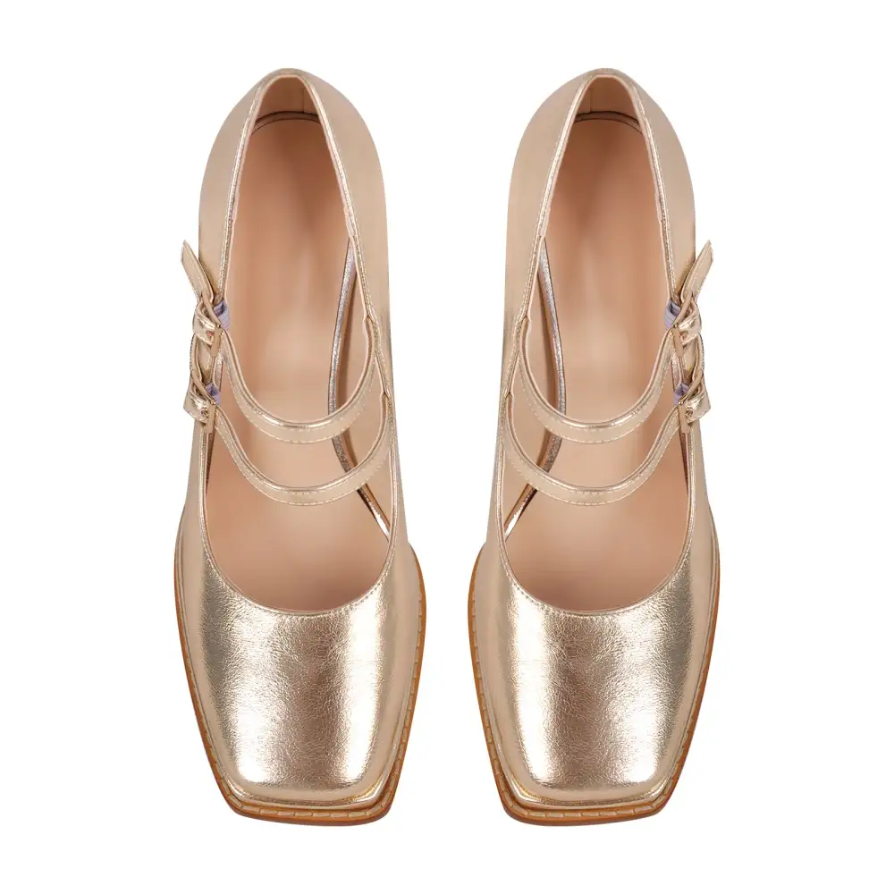 Modern Square Toe Low Platform Chunky Heel Pumps