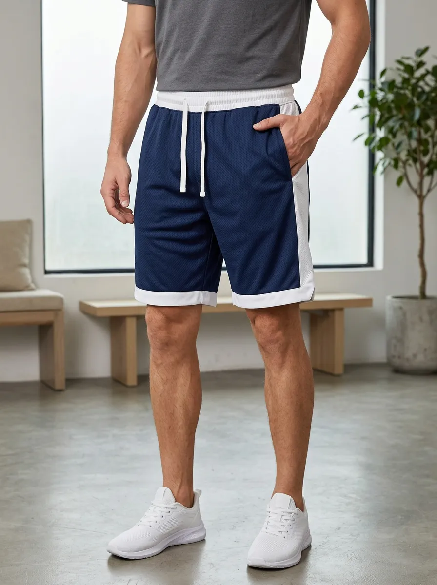 Men's and Contrast Mesh Athletic Shorts