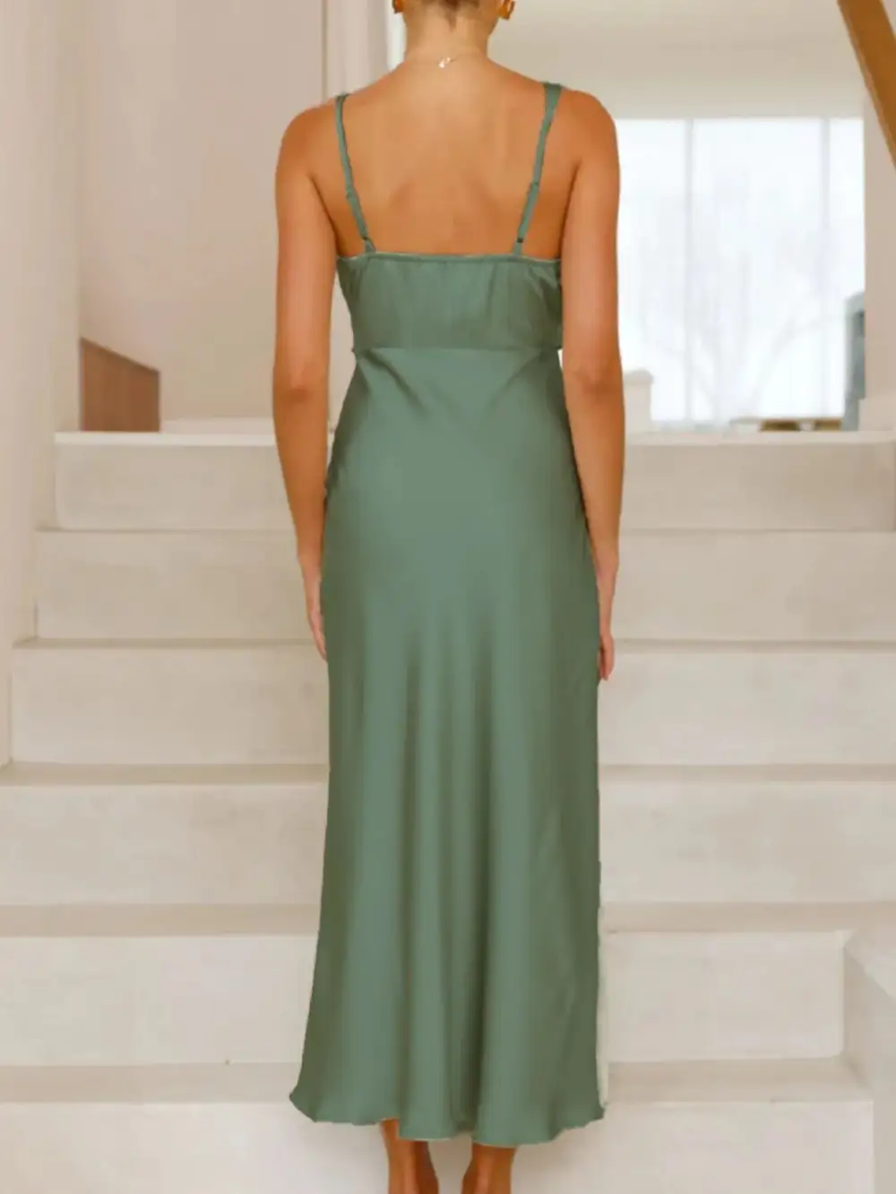 Balanced Detail Satin Midi Dress