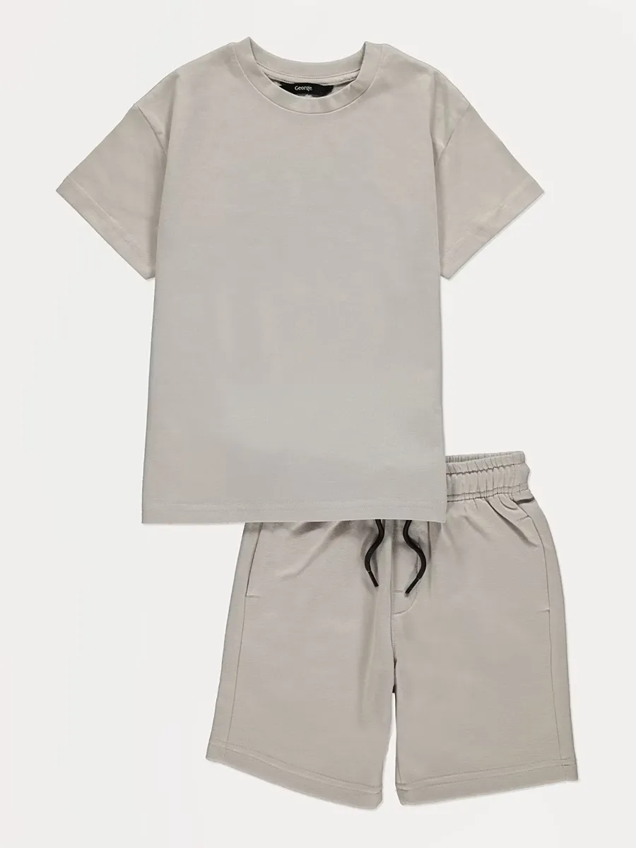 Taupe Short Sleeve T-shirt and Shorts Set