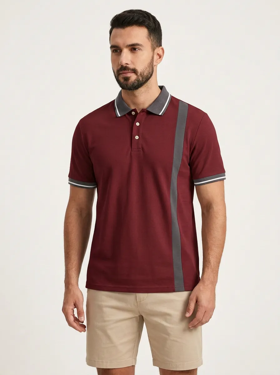 Men's Casual Minimalist Vertical Stripe Printed Polo Shirt