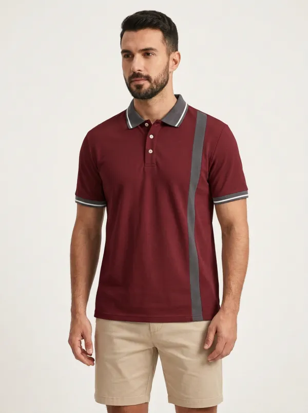 Men's Casual Minimalist Vertical Stripe Printed Polo Shirt