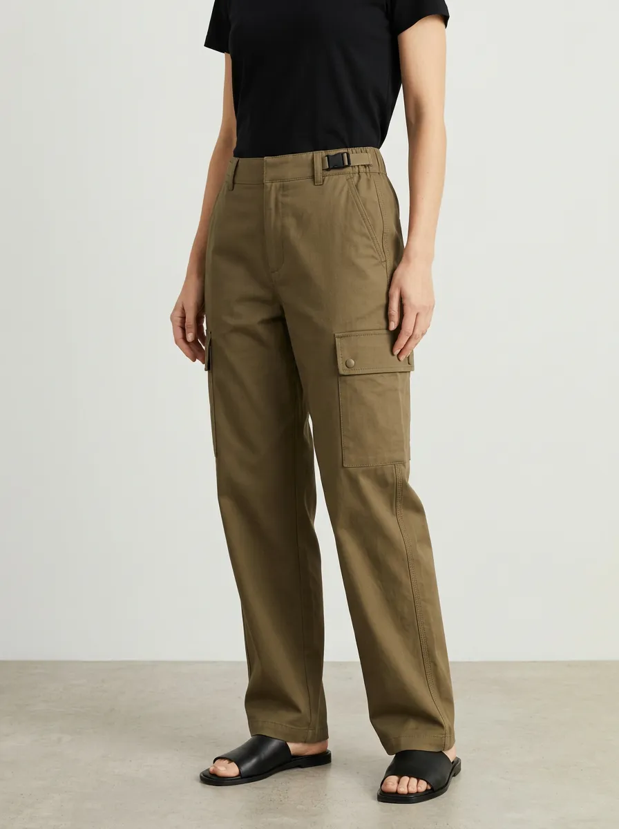 Women's Buckle-Belt Utility Cargo Pants