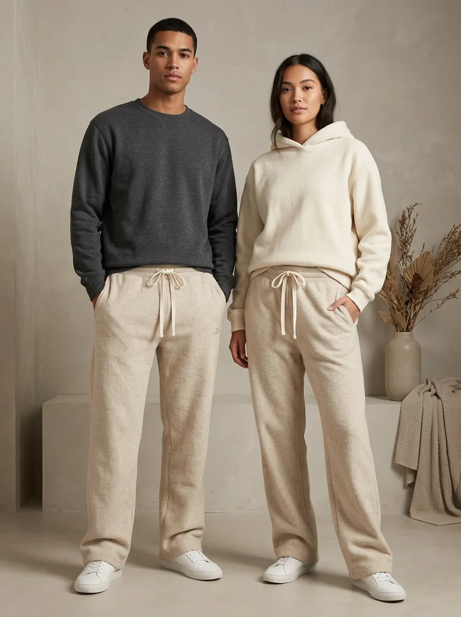 Unisex Laid-Back Wide-Leg Drawstring Sport Pants