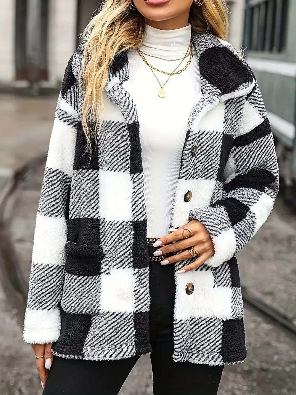 Plaid Sherpa Button-down Outerwear