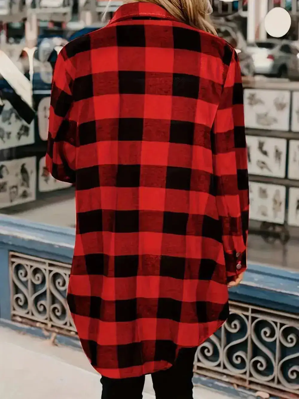 Plaid Snap Front Collared Pocketed Casual Jacket