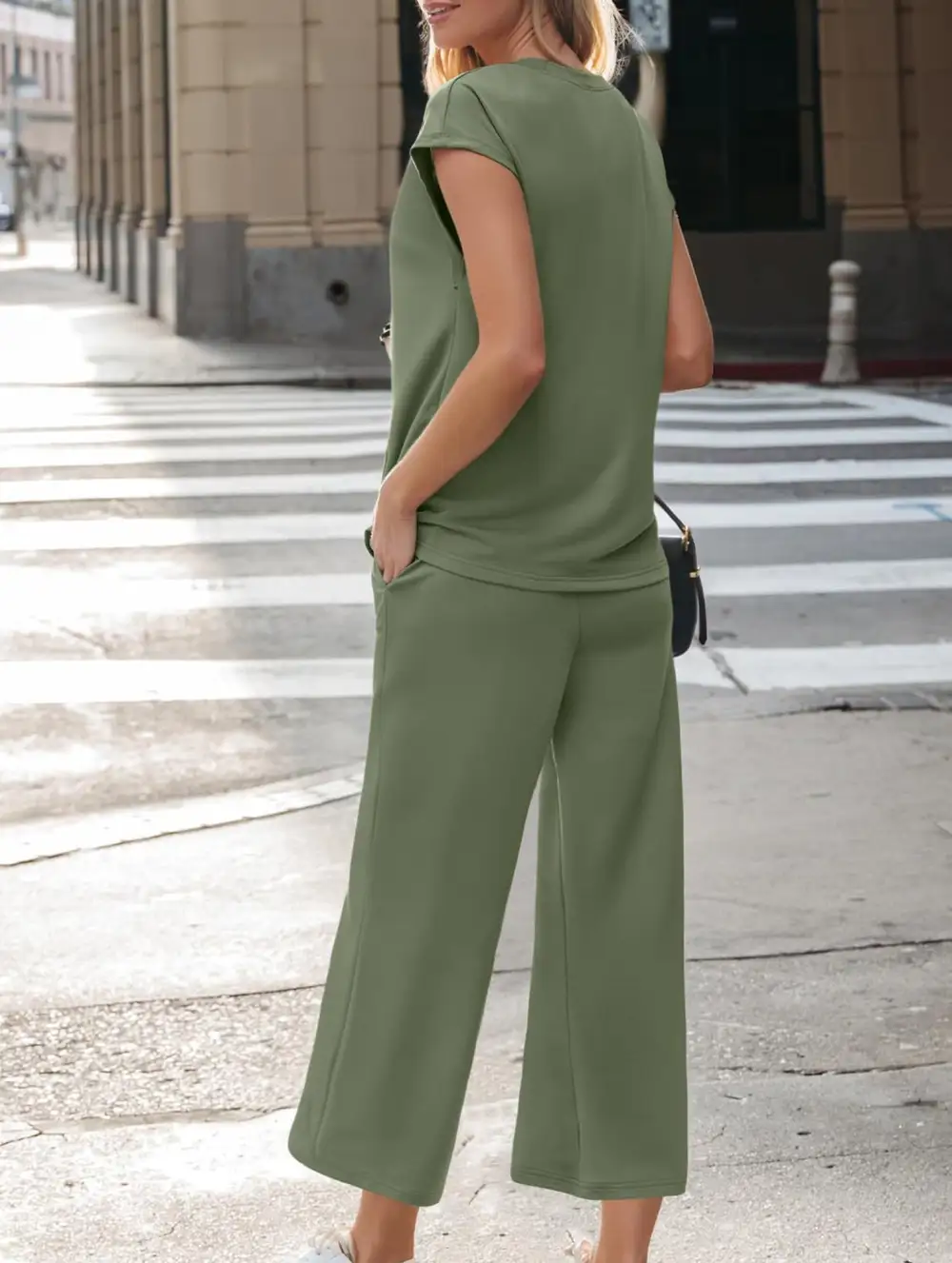 Short Sleeve Top Pants Two Piece Set