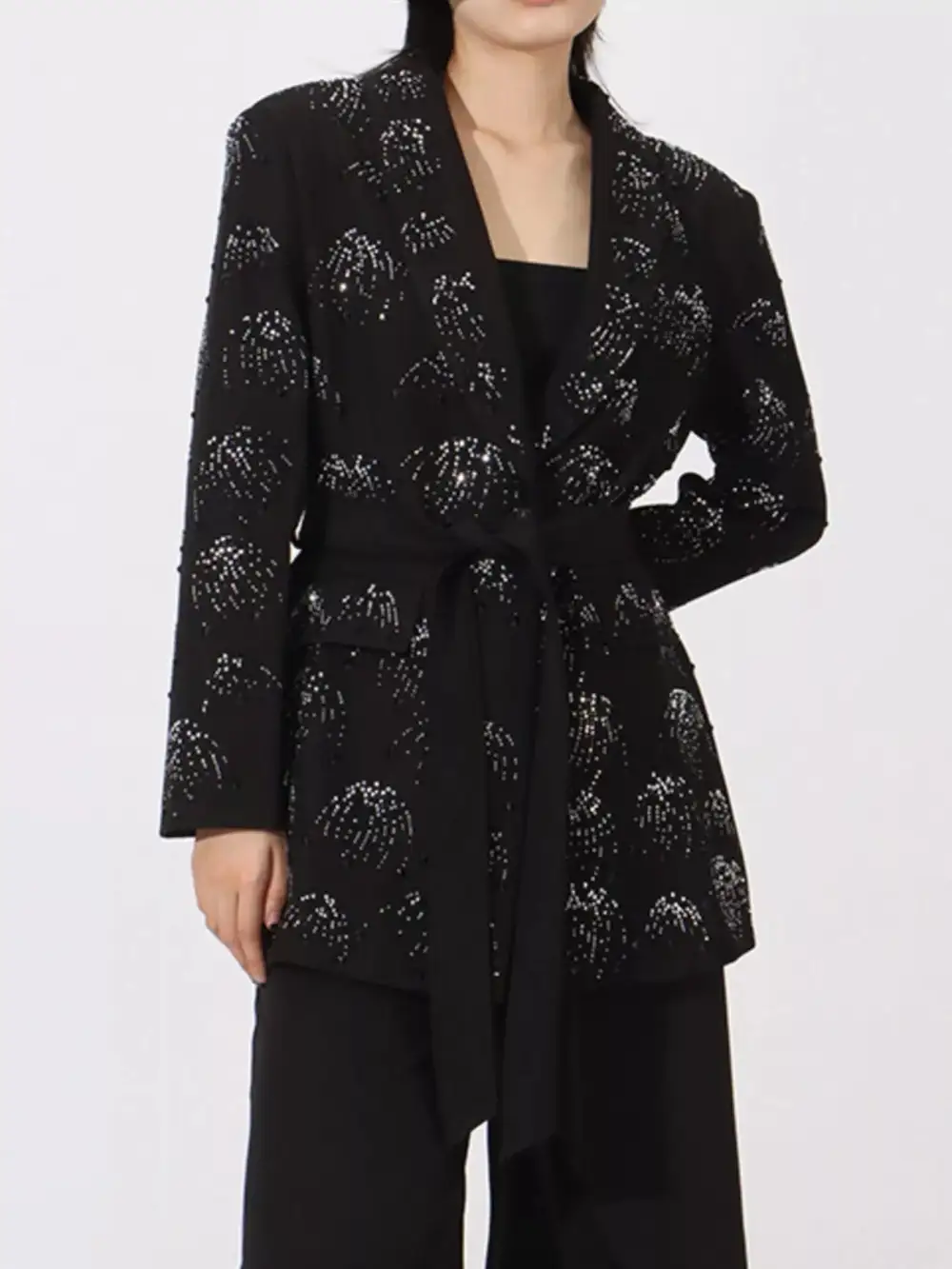 Single-Button Button-Down Long-Sleeve Blazer