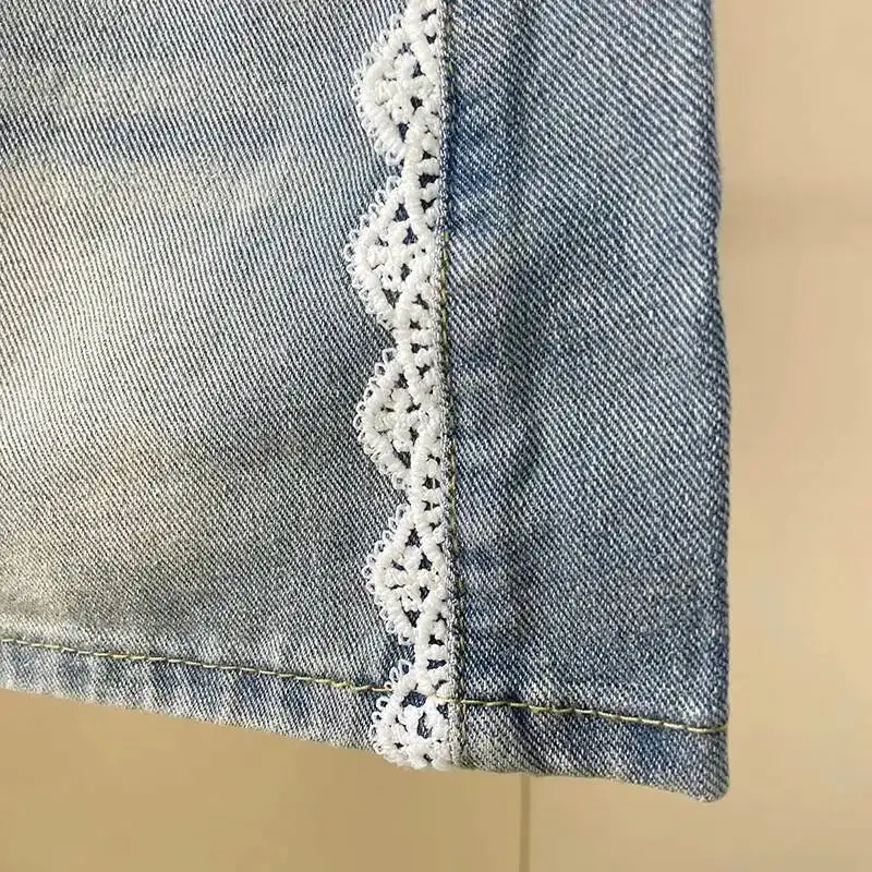 Mini Lace Denim Skirt