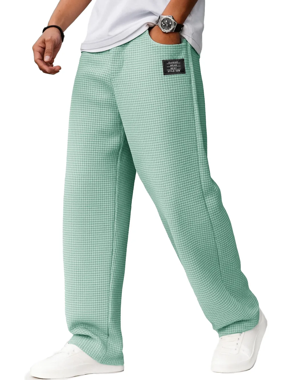Textured Knit Drawstring Trousers