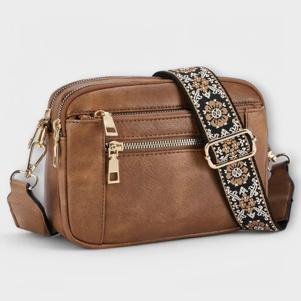 Latch Front Vegan Leather Crossbody Bag