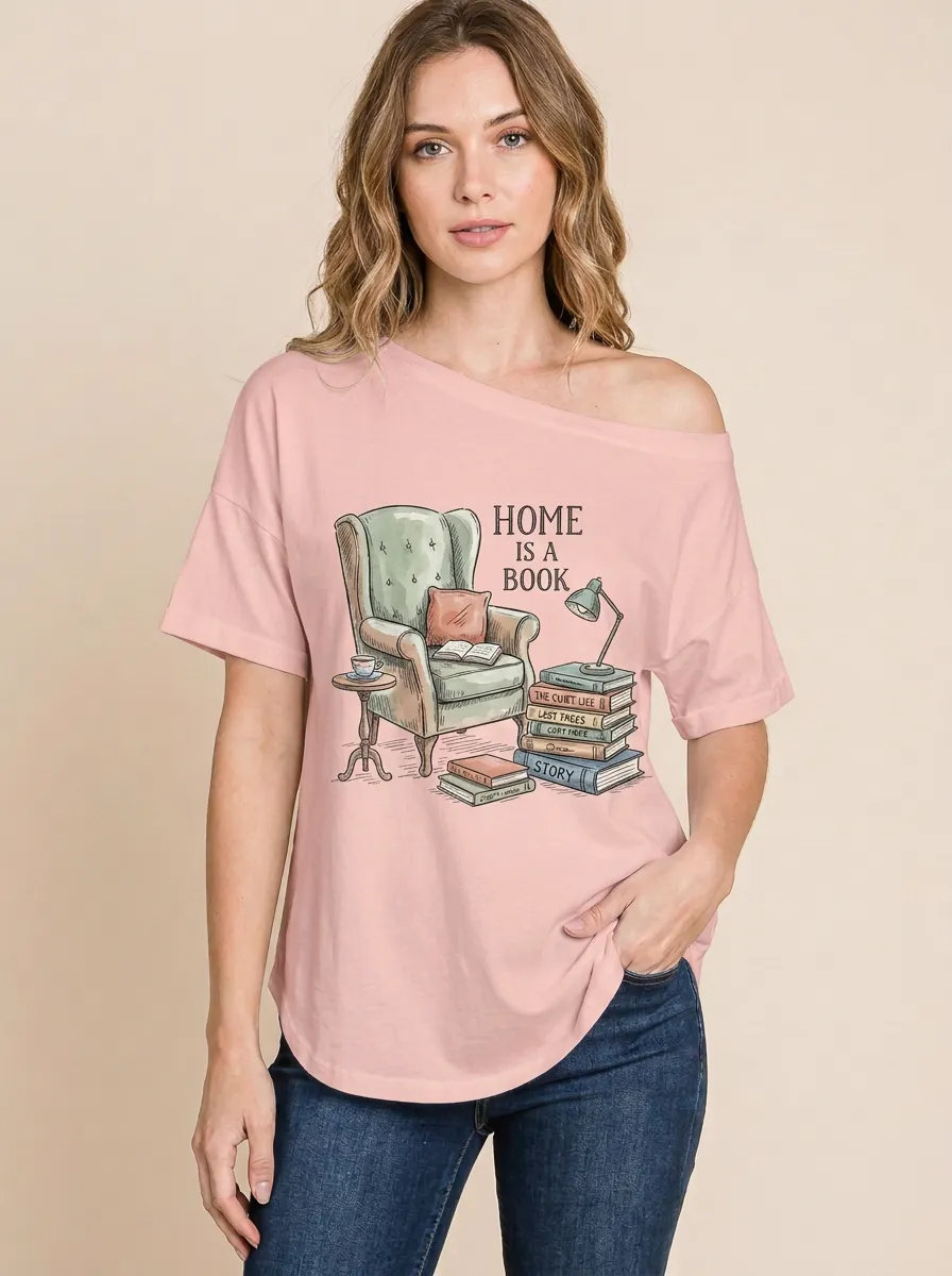 Women's Book Reading Chair Books Graphic T-Shirt