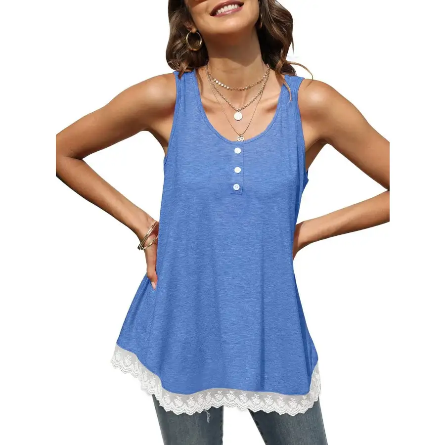 Lace Trim Wide Strap Tank Top