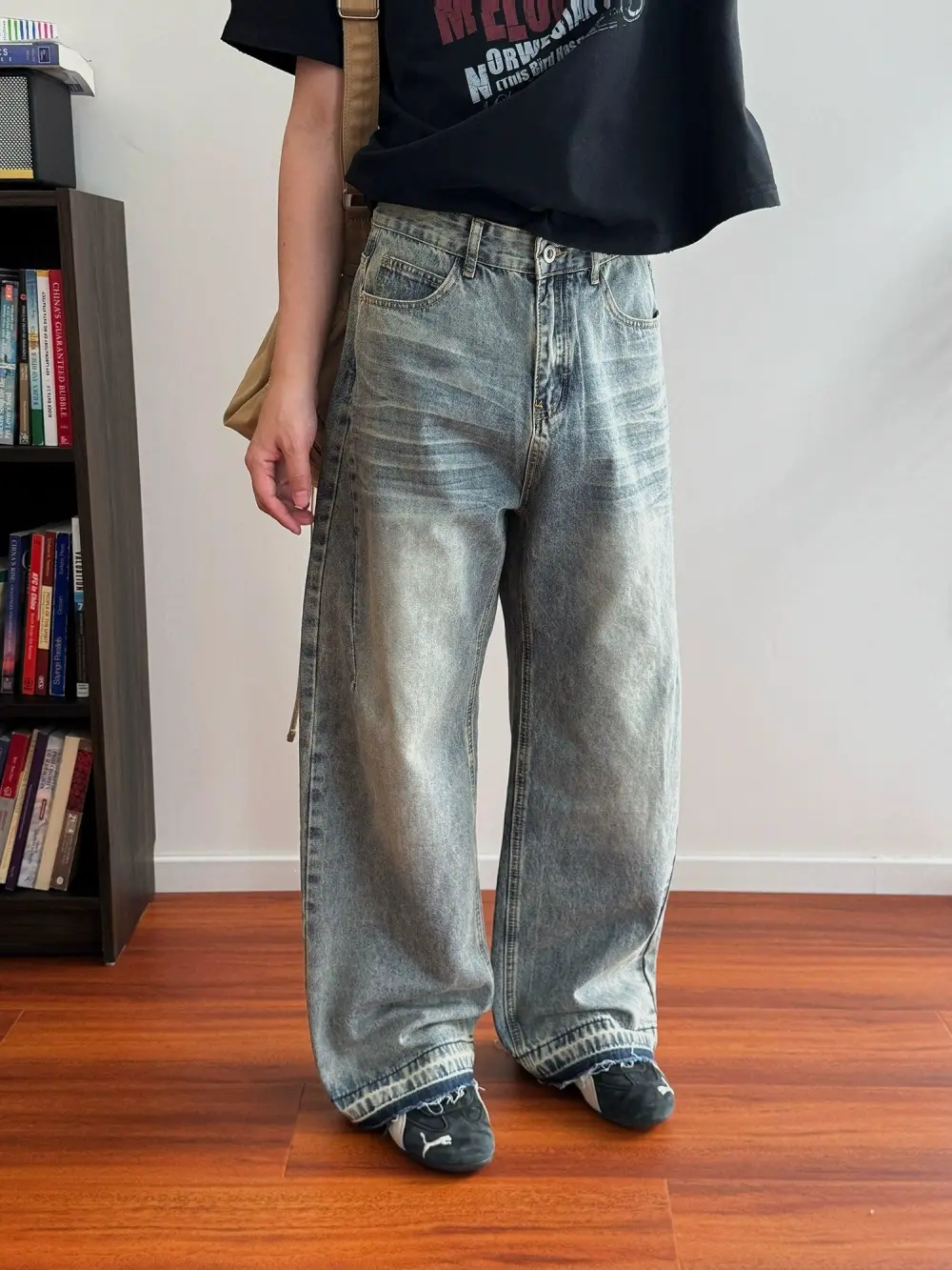 Faded Distressed Edge Jeans