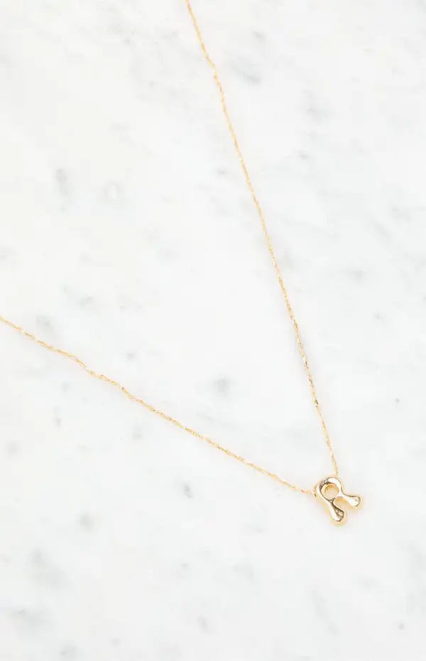 LA Hearts R Initial 14K Gold Plated Necklace