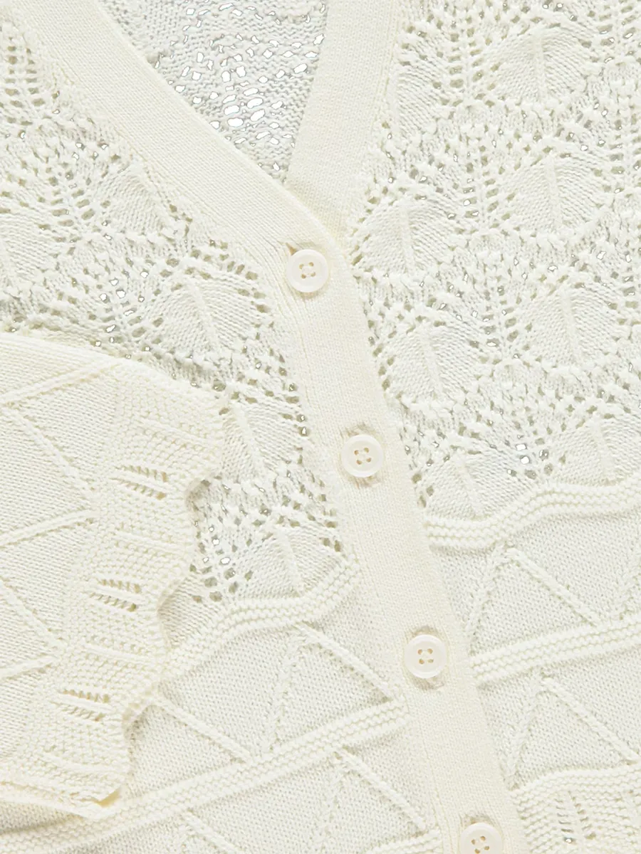 Cream Crochet Cardigan