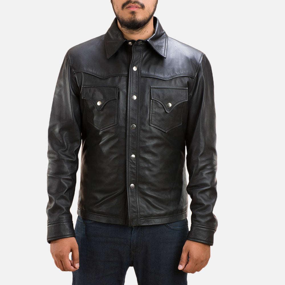 Men's Textured Leather Jacket