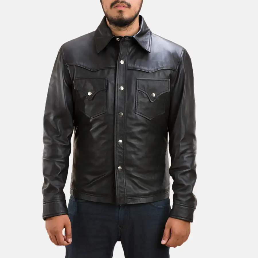 Men's Textured Leather Jacket