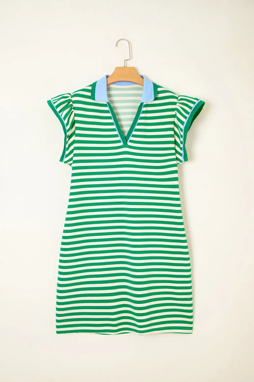 Relaxed Striped Contrast Trim Collared Mini Dress