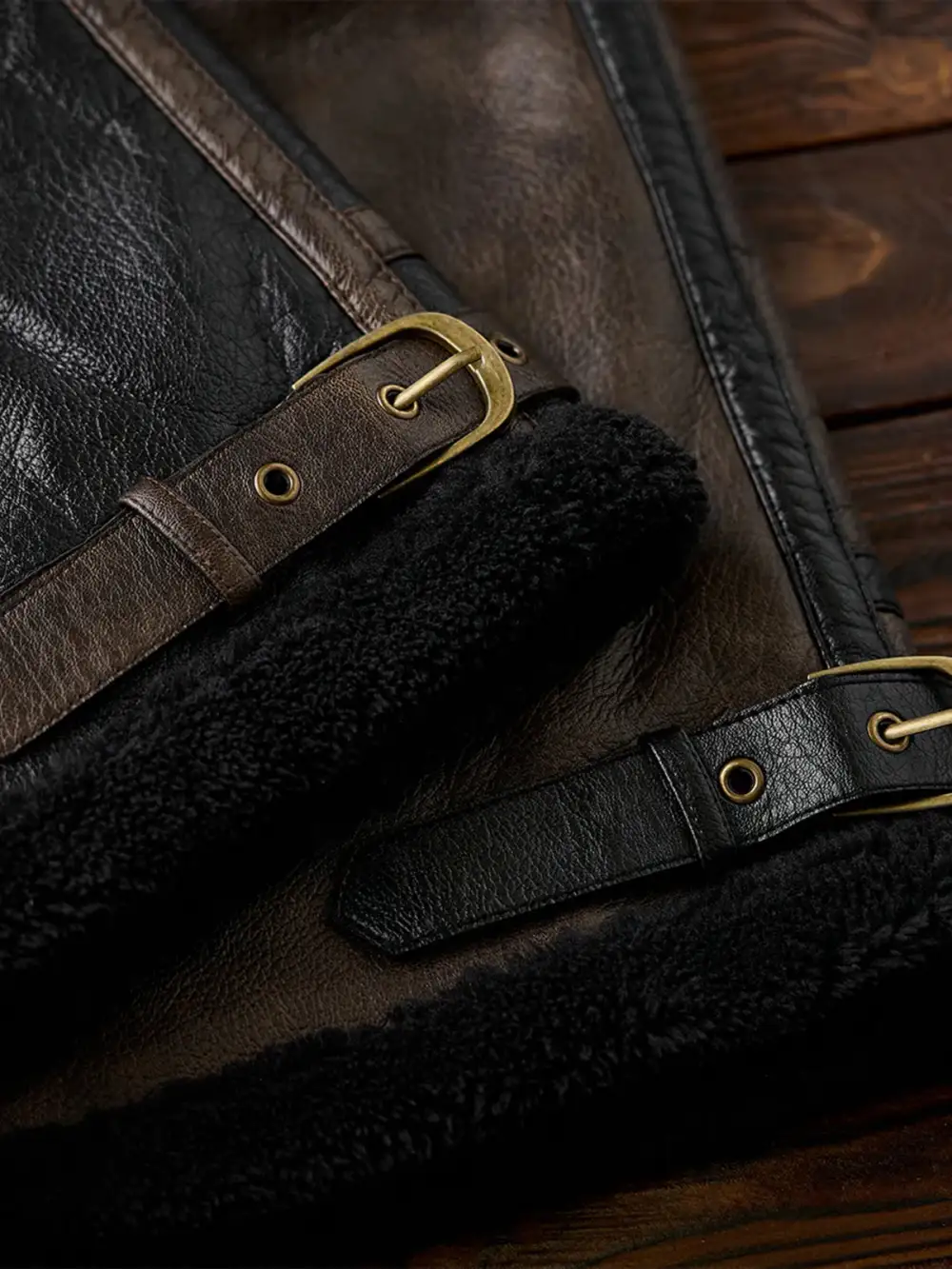 Men's Fleece Lined Leather Bomber Jacket